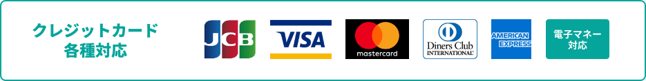 VISA、JCB、Masterなど各種クレジットカード対応